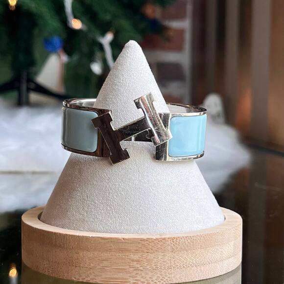 HERMES Clic Clac H Bleu Glacier Enamel Bracelet - Picture 2 of 5